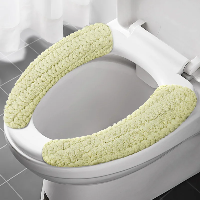 Winter Cartoon Handle Toilet Seat Cushion, Suitable for All Seasons, Thickened, Cute Toilet Cover, Warm and Anti-Freeze