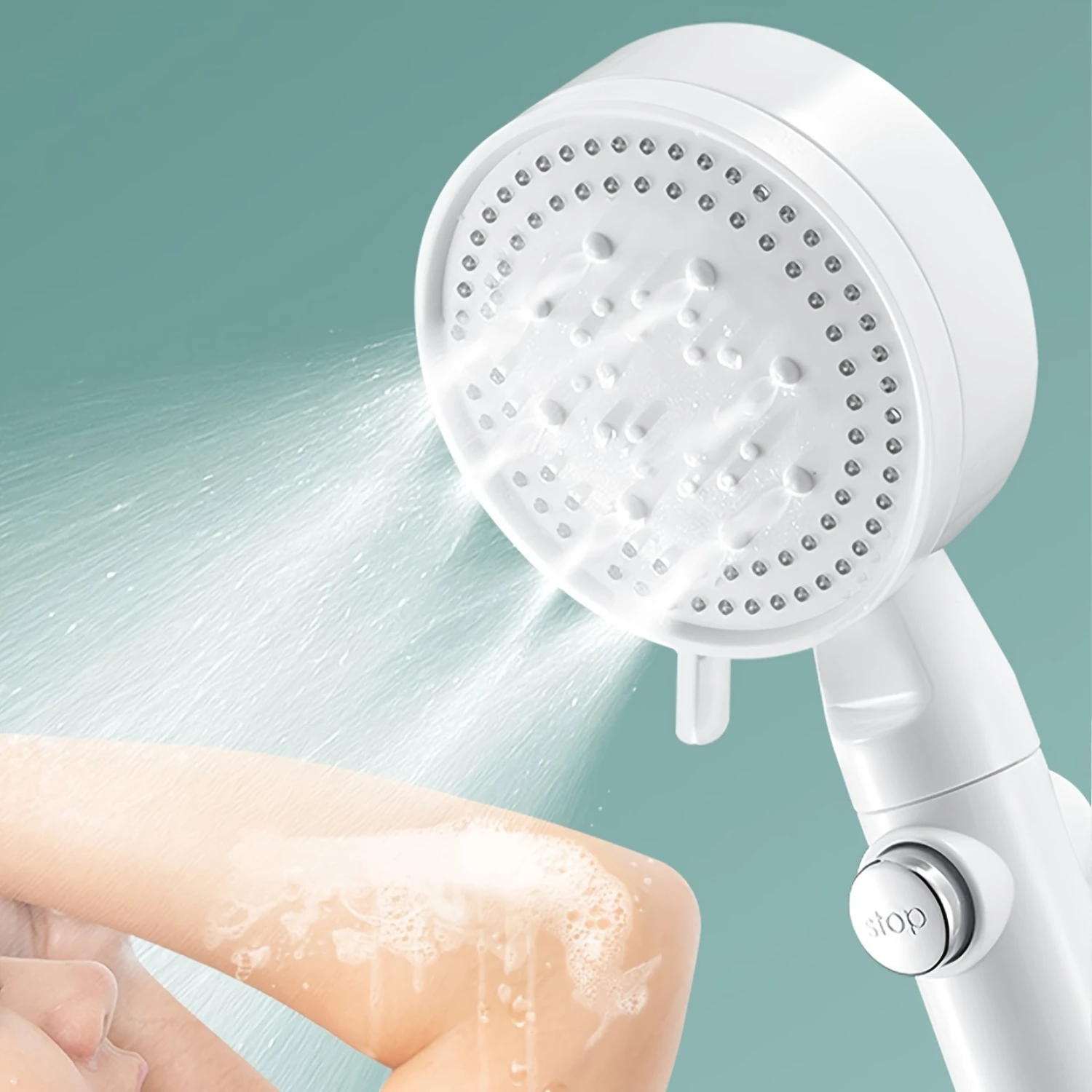 1pc Pressurized Handheld Shower Head, Shower Bracket And Hose, 5 Modes Adjustable Water Output Shower Head, Bathroom Shower Nozz