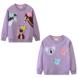 Jumping Meters 2-7T Horse Children's Sweatshirts Autumn Spring Long Sleeve Baby Clothing Toddler Hooded Kids Shirts