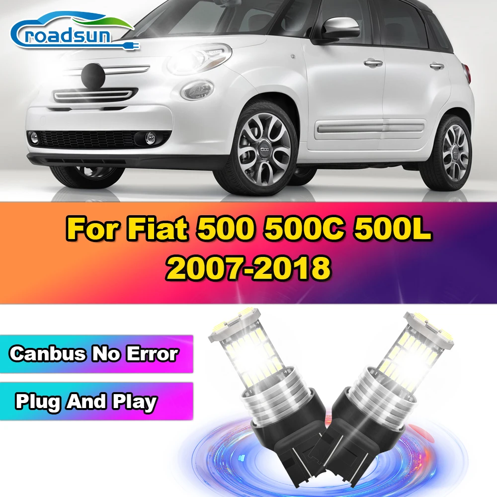 

2Pcs 7443 W21/5W T20 LED Bulbs 3400LM Car Daytime Running Lamps 12V For Fiat 500 500C 500L 2007-2013 2014 2015 2016 2017 2018