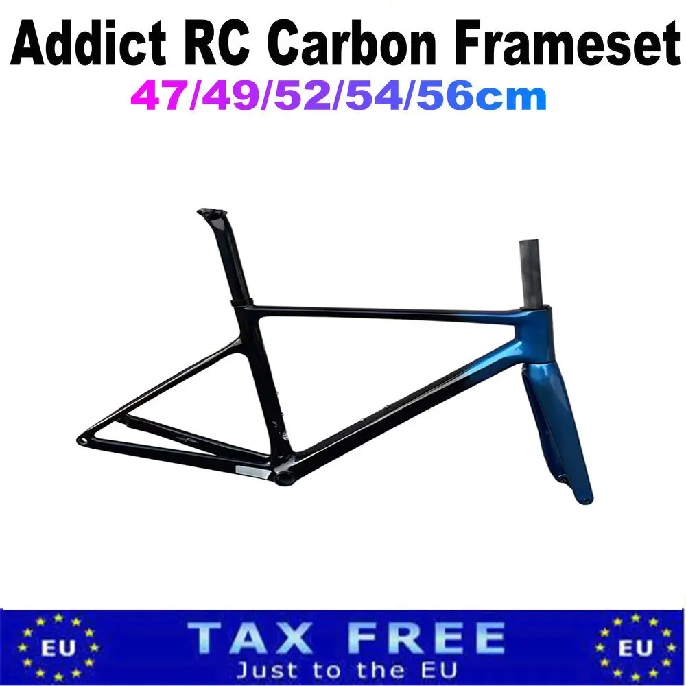 

Addict RC-Carbon Road Bike Frames, Disc Brake, Black and Blue Handlebar, 30 Color, Shipping DPD