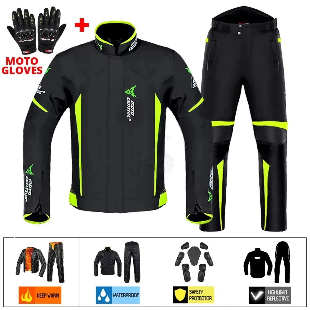MOTOCENTRIC Wasserdichte Motorradjacke + Hosenanzug Sommer Winter Körperpanzer Schutzausrüstung Motocross Jacke Moto Schutzausrüstung 10