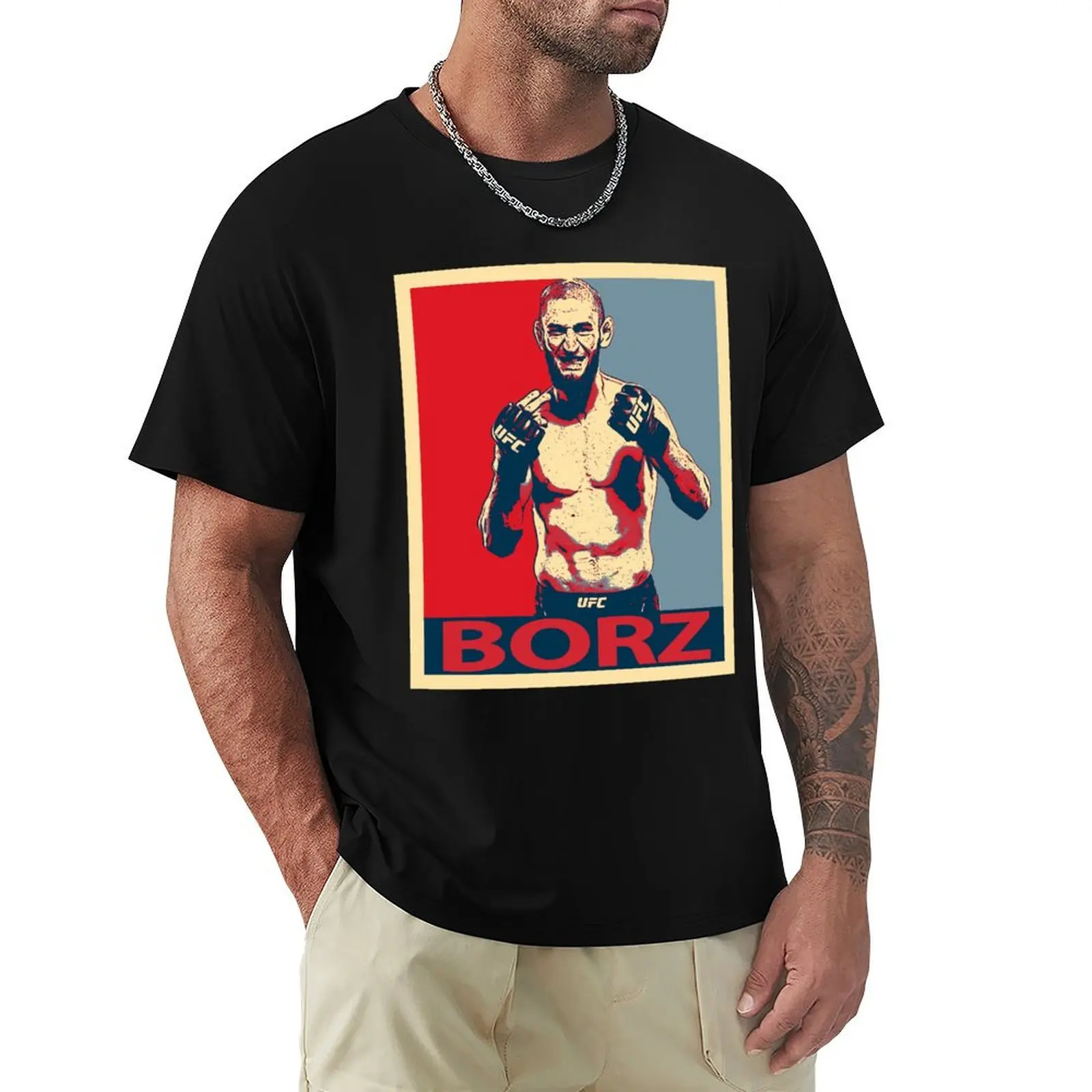 

khamzat chimaev borz mma T-Shirt Basic Comfort Fit T-Shirt for Men