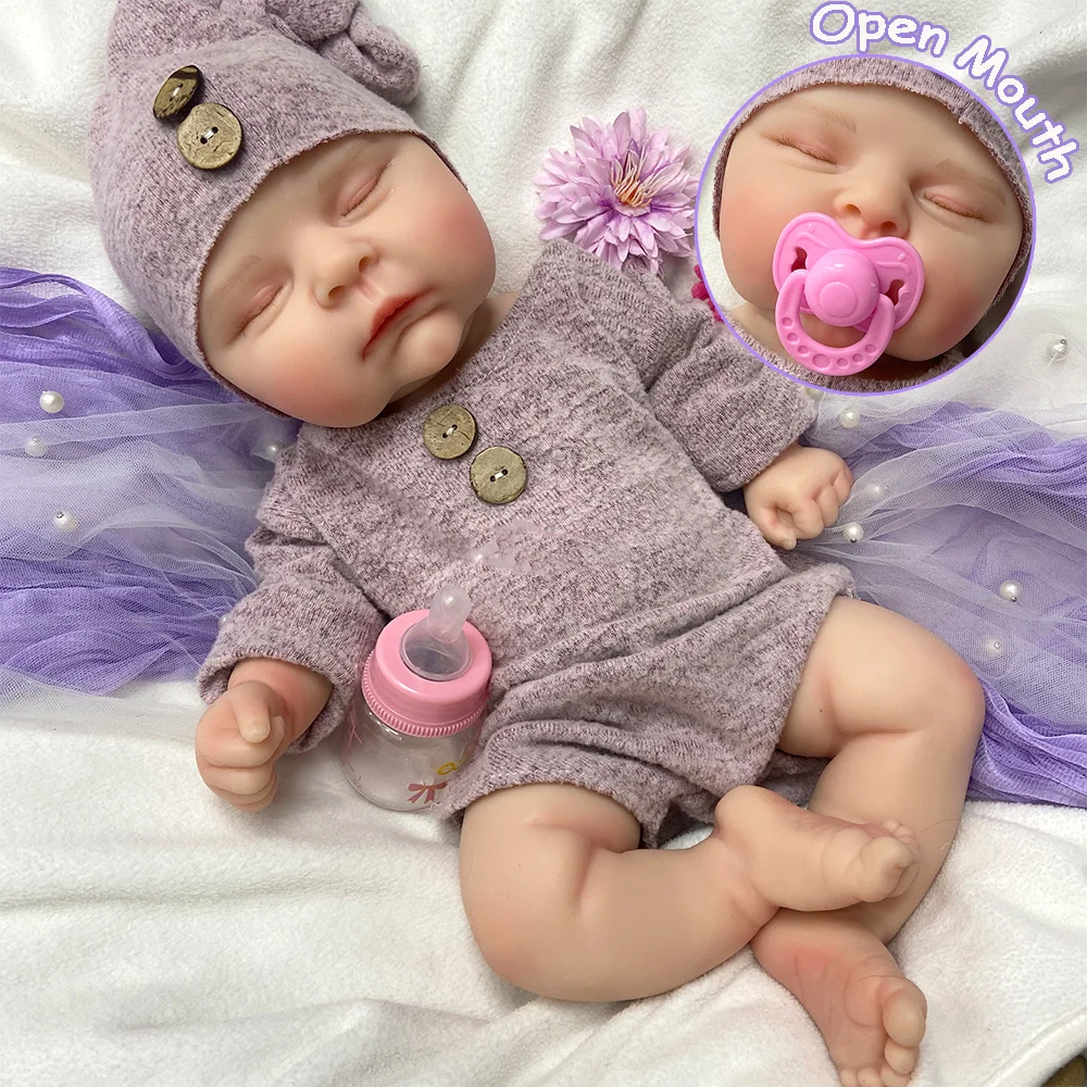 Real Touch Lifelike Silicone Reborn Baby Doll Soft Full Silicone Newborn Realistic Face 18