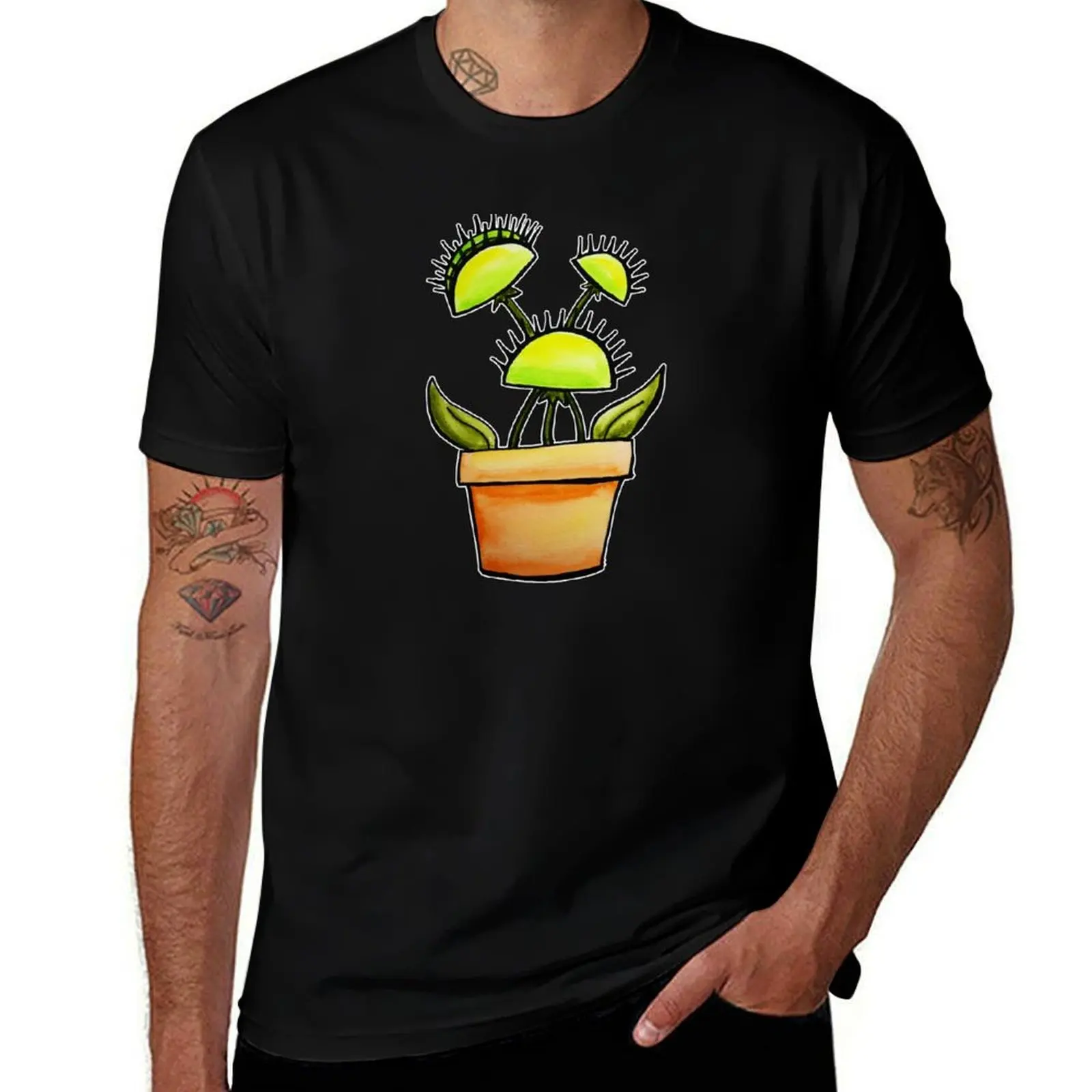 

Venus Fly Trap Watercolor T-Shirt cotton t shirt pack anime t shirts for man T-Shirt