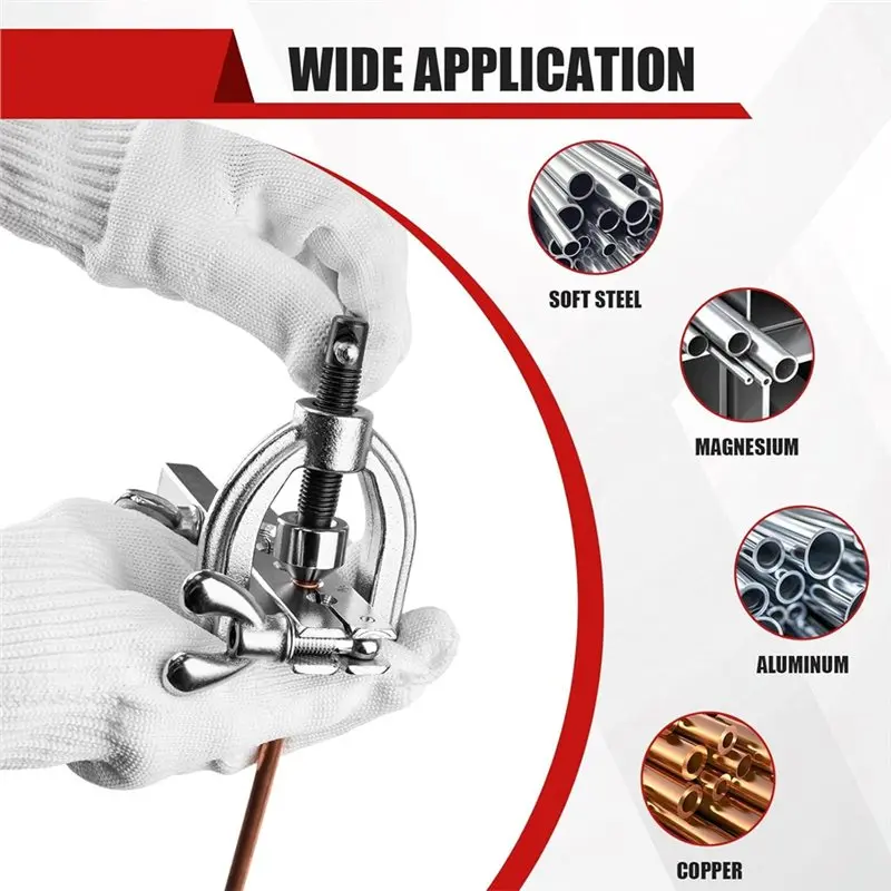 Brake Line Flaring Tool Kit- Double& Single Flare Functionality, 45 Degree Angle, Includes 5 Adapters For Brass Tubing, Copper