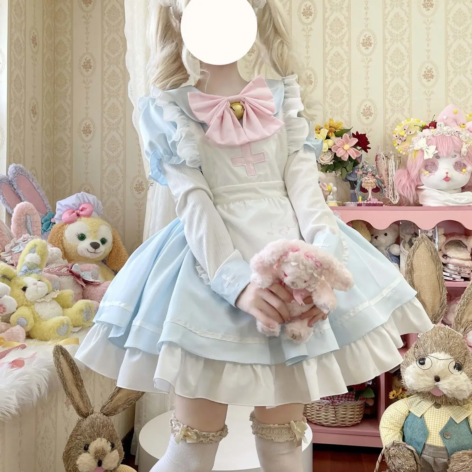 MAGOGO Sweetheart Maid Leuke Zachte Meisjes Lolita OP Mini Jurk Vrouwen Anime Cosplay Kawaii Boog Schort Korte Mouwen Prinses Jurken