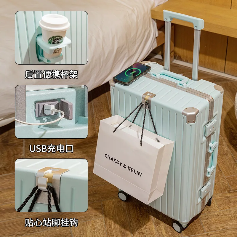 New luggage aluminum frame 24 inch trolley case suitcase