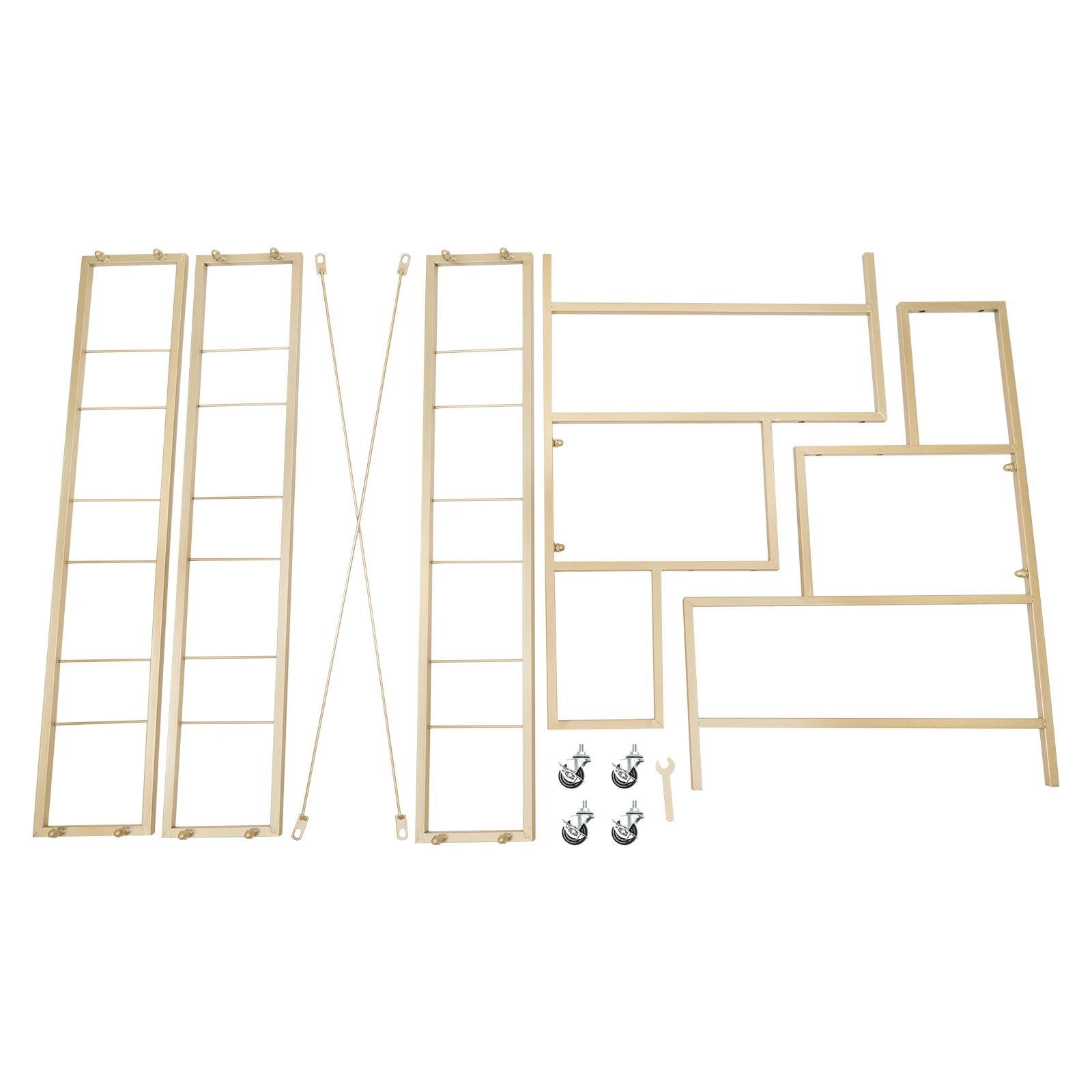 3 Layers White Flower Display Stand Heavy Duty Metal Plant Cart Shelf with 12 Buckets & Wheel for Home Patio Garden Florist image 6