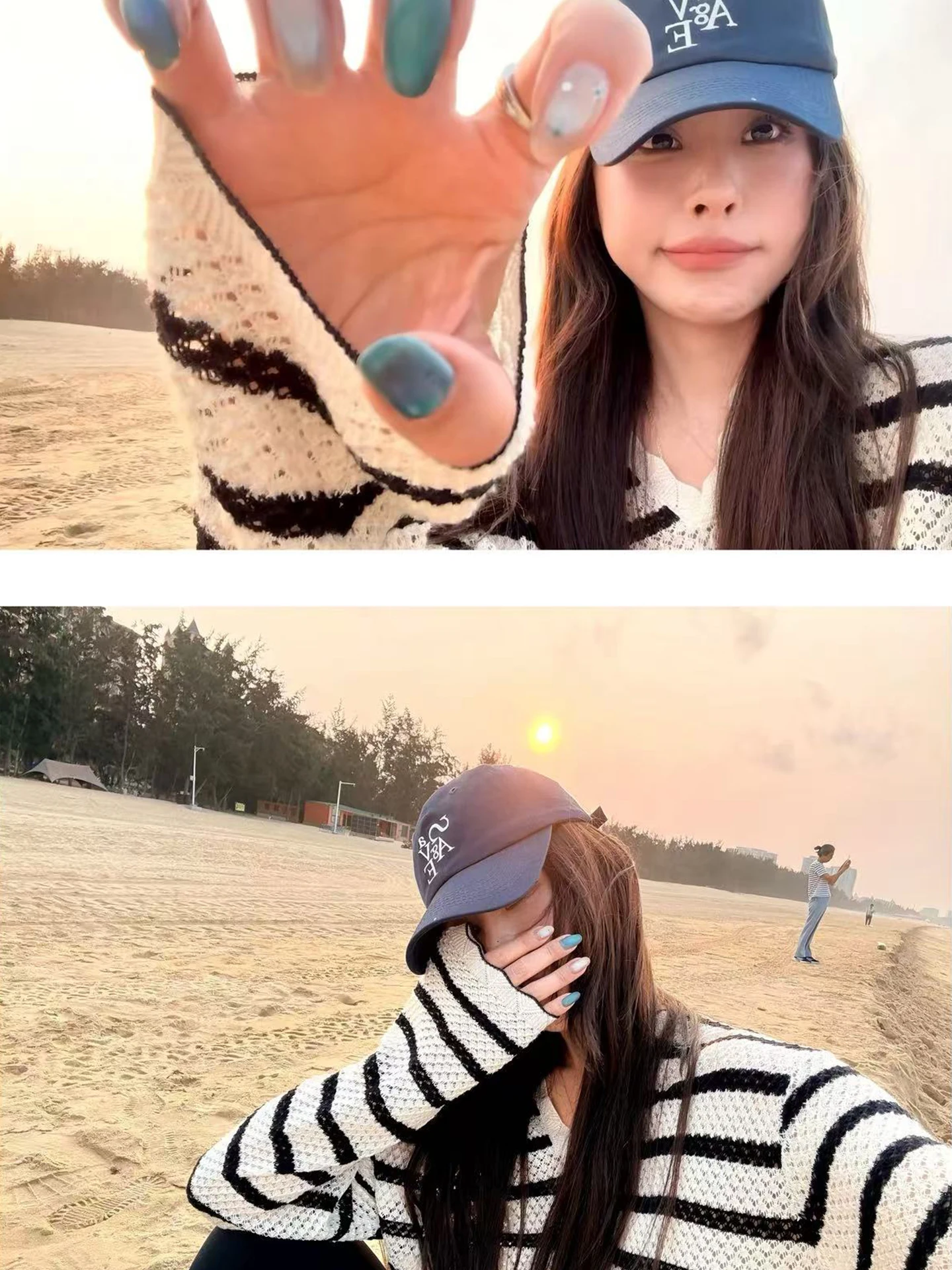 

Summer Sun Protection Knitted Shirt Cover up Casual Loose Fit Women's Top Short Sleeve Striped Pattern Knittedwear
