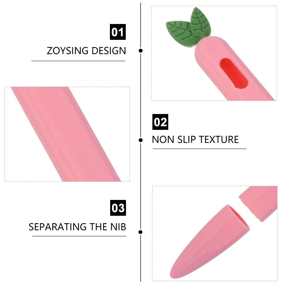 

Silicone Stylus Pen Cover Carrot Cartoon Design Compatible with Apple Pencil 2 Easy Install Precision Fit Scratch Dirt Roll