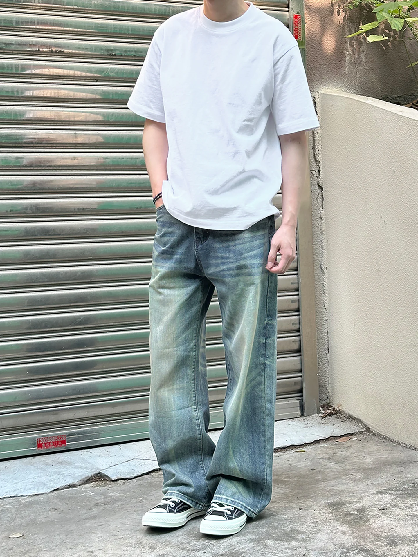 Американские джинсы в стиле ретро Cleanfit, свободные повседневные прямые длинные брюки для мужчин и женщин, джинсы из хлопка и полиэстера с завязками