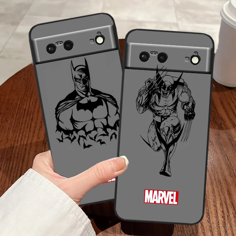 Marvel Spiderman Superhero For Google Pixel 9 8 7A 7 6A 6 5A 5 4 4A XL 5G Black Silicon Shockproof Shell Cover Phone Case