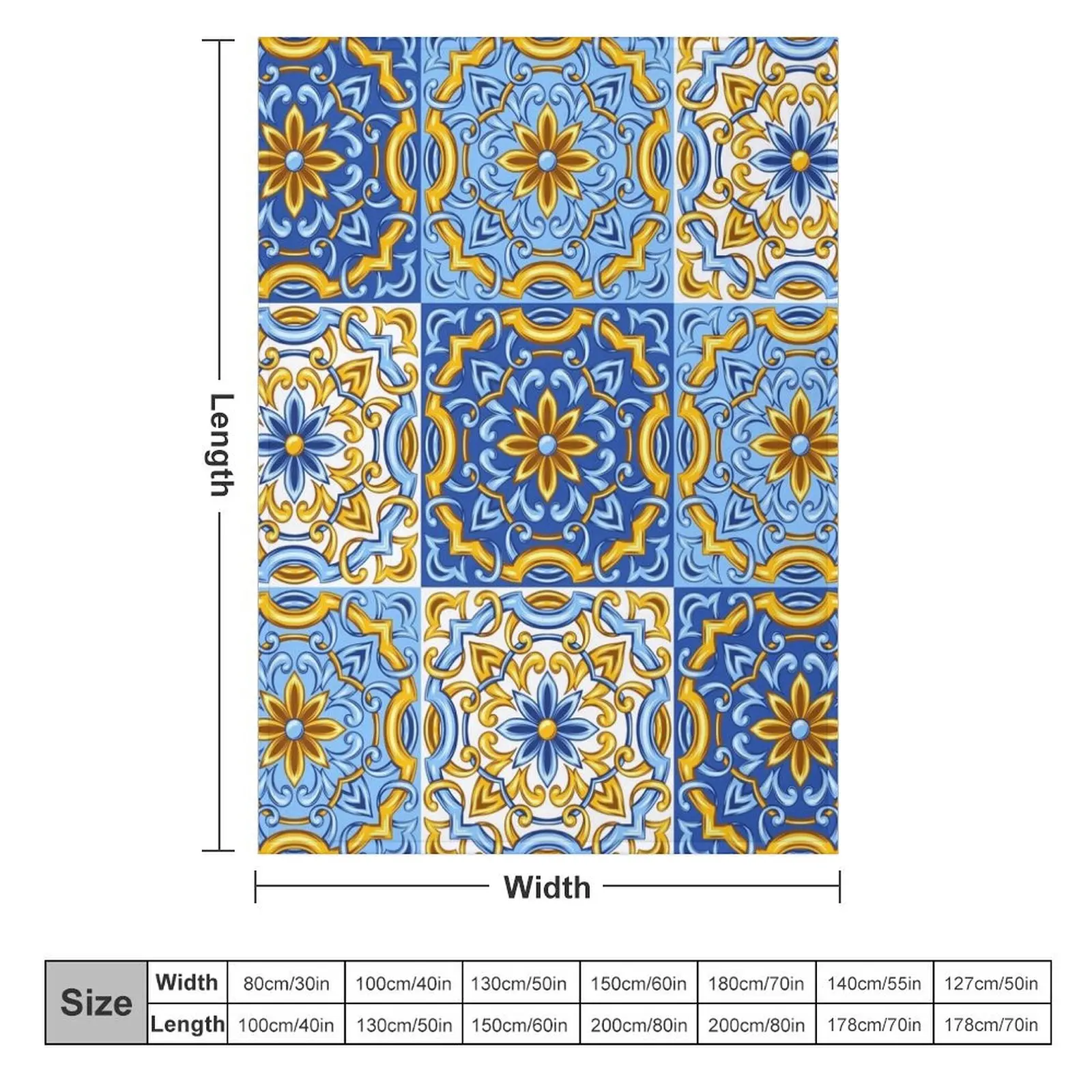 Portuguese Tile Grid Repeat Pattern Throw Blanket Multi-Purpose Blankets For Baby Blankets