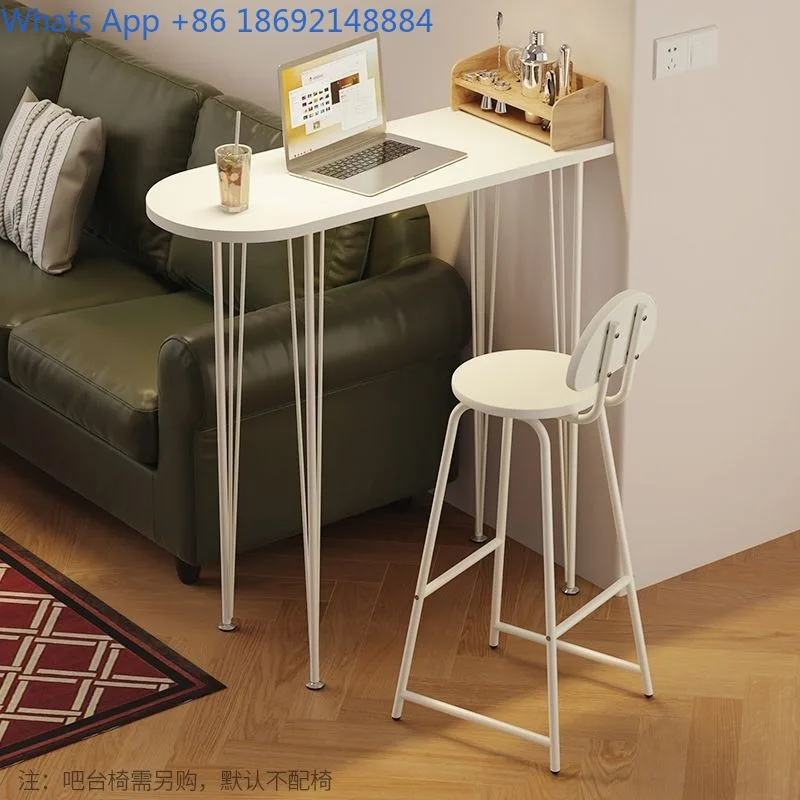 

Cream Style Living Room Partition Table Balcony Leisure Small Bar Table Standing High Leg Table and Chair