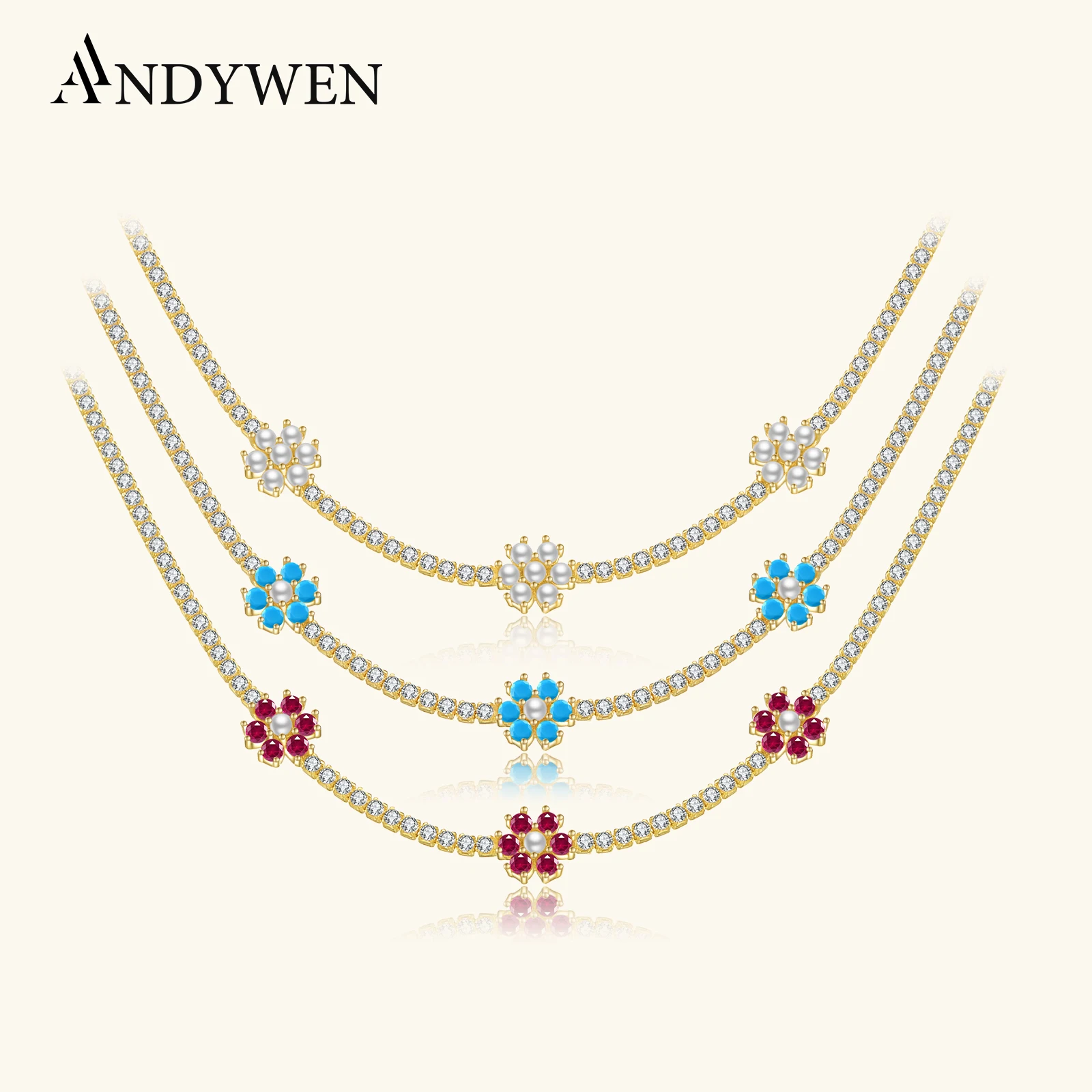 

Женское колье с золотым цветком и фианитом, из серебра 100% пробы