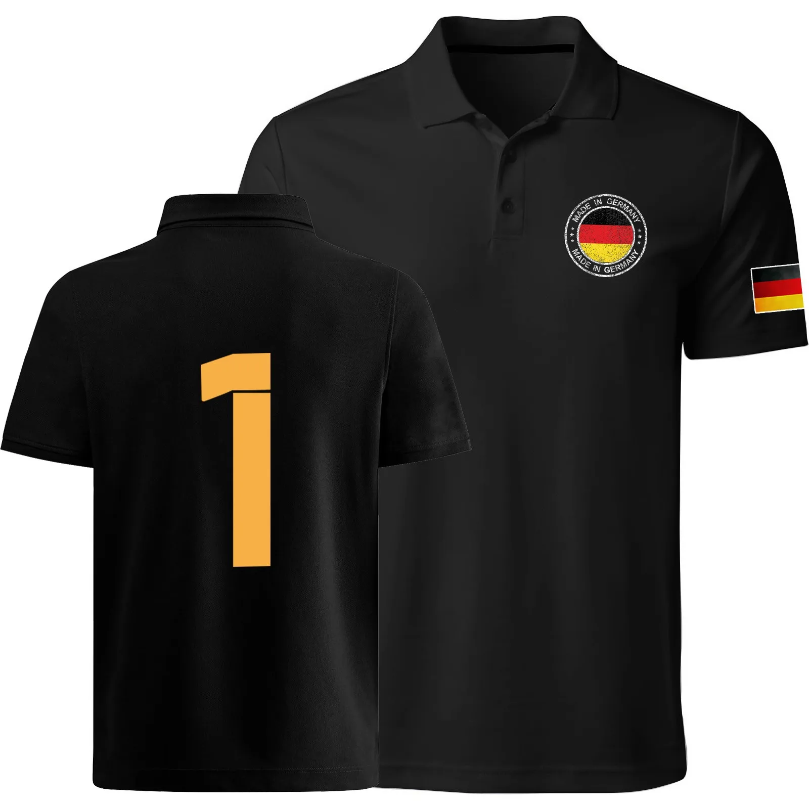 Germany Flag Polo Shirt For Men National Emblem Pattern T-Shirt Tops Summer Casual Street Lapel Short Sleeve Shirts