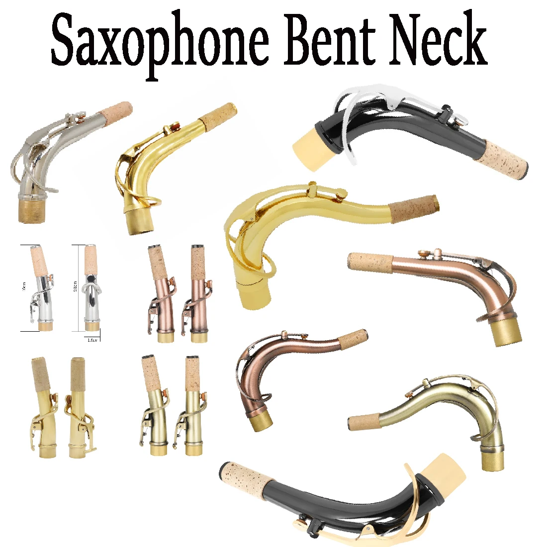 

SLADE Alto/Tenor/Soprano Saxophone Neck Brass Multicolor Bend Neck Sax Replacement Part Sax Accessory