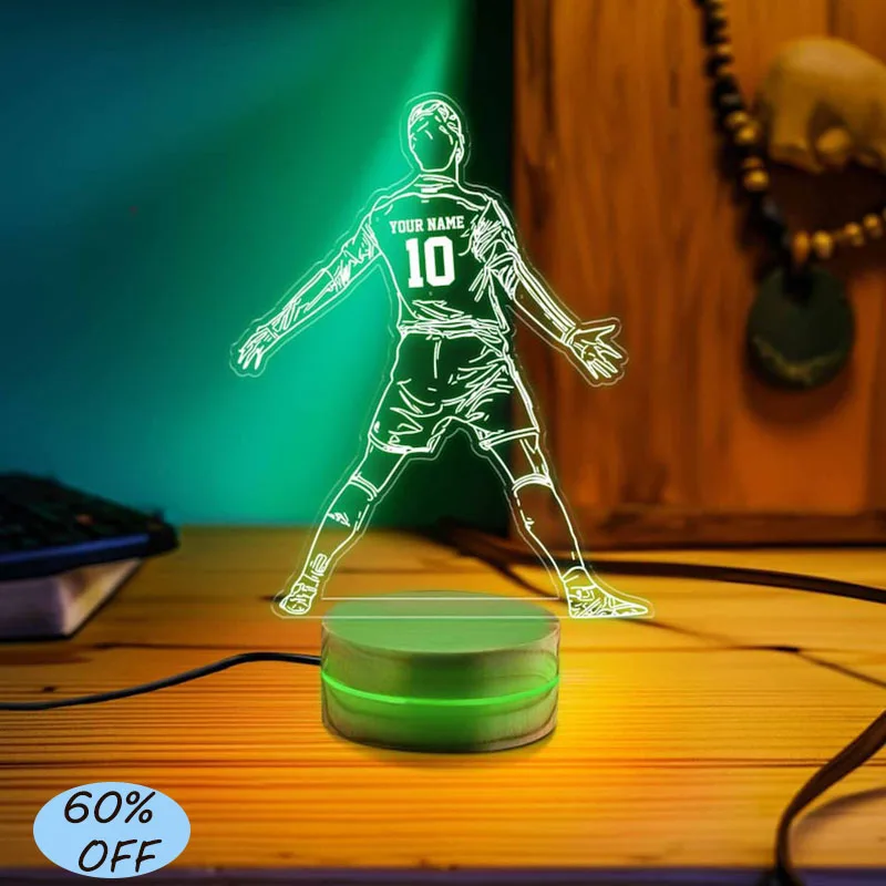Custom Soccer Player LED Lamp Personalized Name And Number For Football Fans Birthday Gift Room Decor Bedside Table Decorations