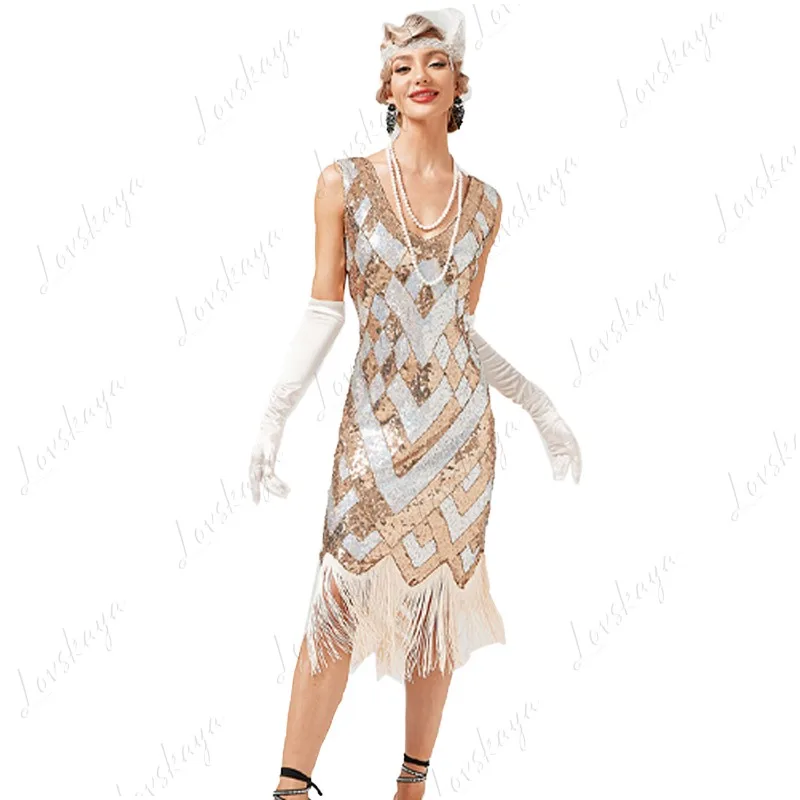 

Женское платье с кисточками и блестками Гэтсби, вечерние ужин с блестками