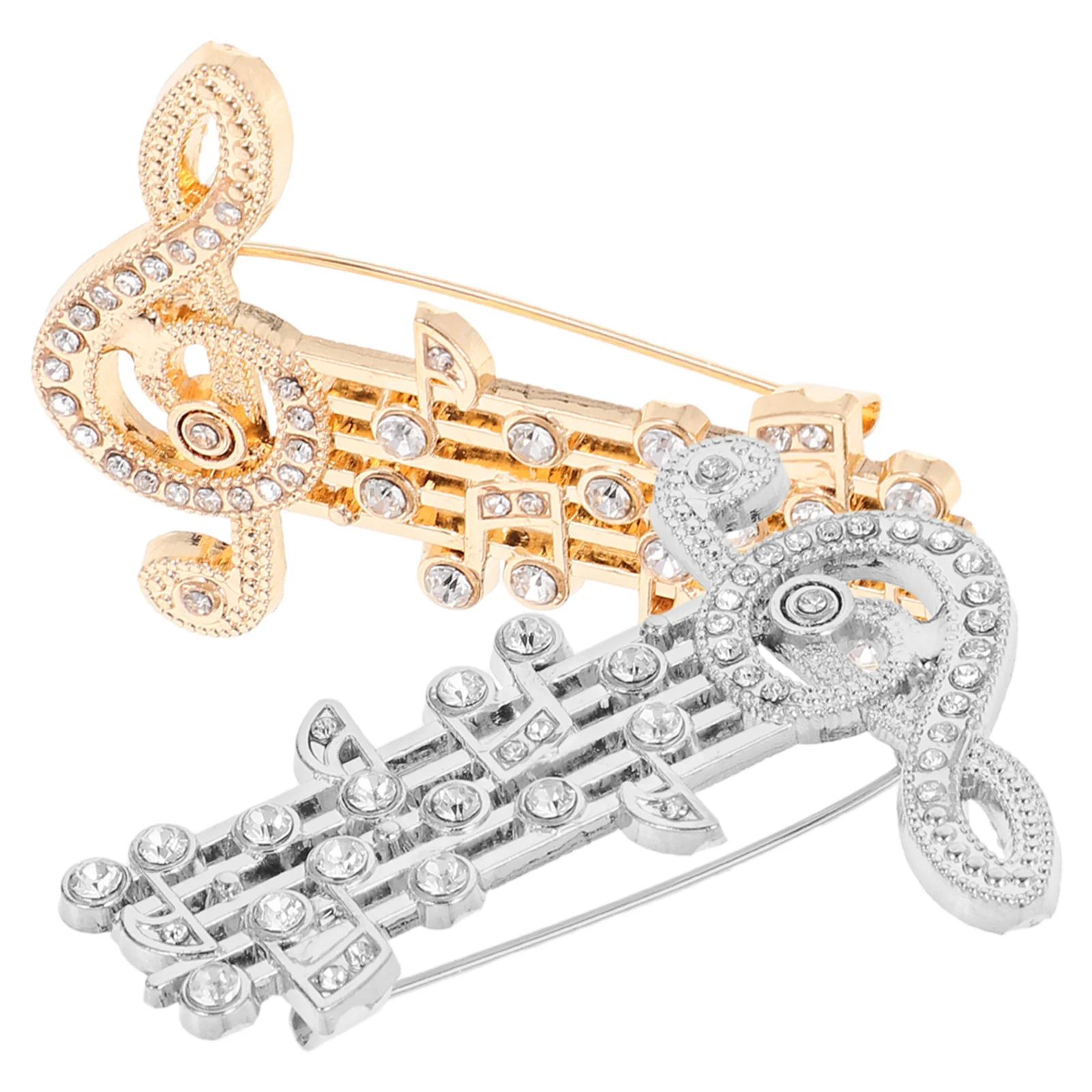 Rhinestone Trim Musical Note Brooch Jewelry Festival Brooches for Women Holiday Pins Alloy Child