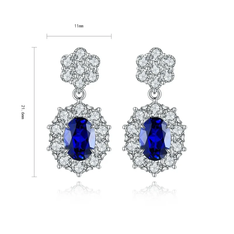 Sterling Silver S925 Anster Lab Grown Sapphire Stud Earrings for Women Dainty Gemstone Daily Wear Gift Perfect for Her