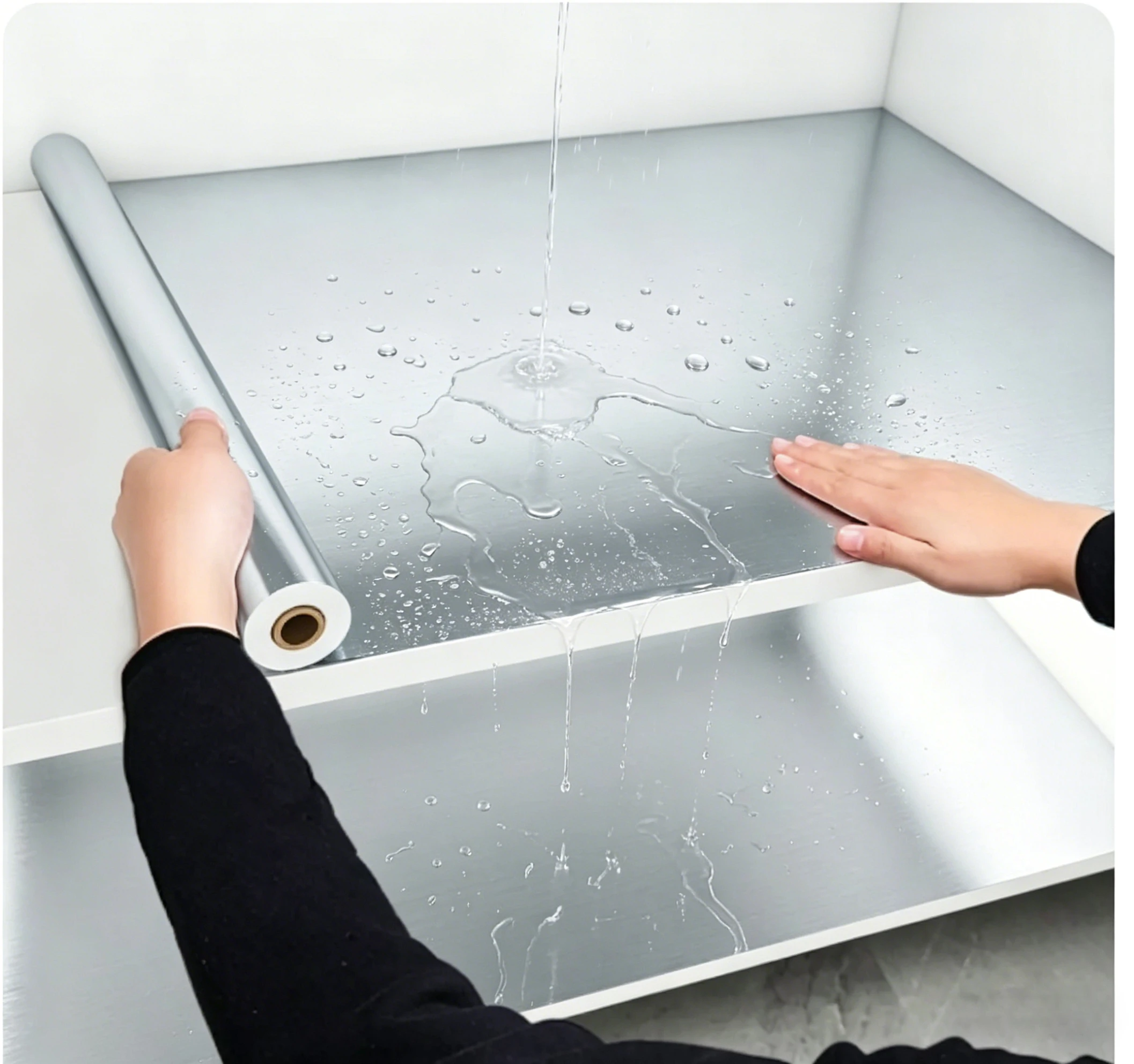 Dekorfolie Edelstahl Gebürstetes Silber PVC Abnehmbare Tapete Vinyl Wasserdicht Ölbeständig Küche Haushaltsgeräte Aufzug Aufkleber