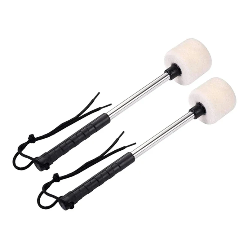 Bass Drum Mallet Professional Marching Bass Felt Head Drumsticks with Hanging Rope Timpani Metal Drum Sticks Musical Instrument