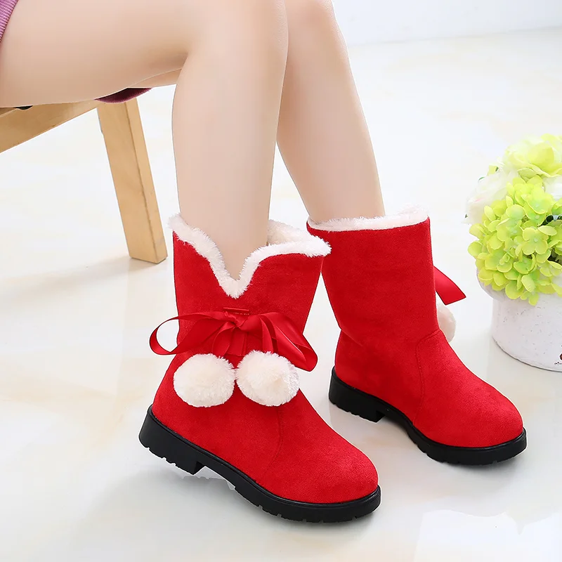 Autumn/Winter Fashion Sweet Baby Girls Velvet Warm Colorful Bow Square Heel Casual Comfortable Cute Boots Size27-38