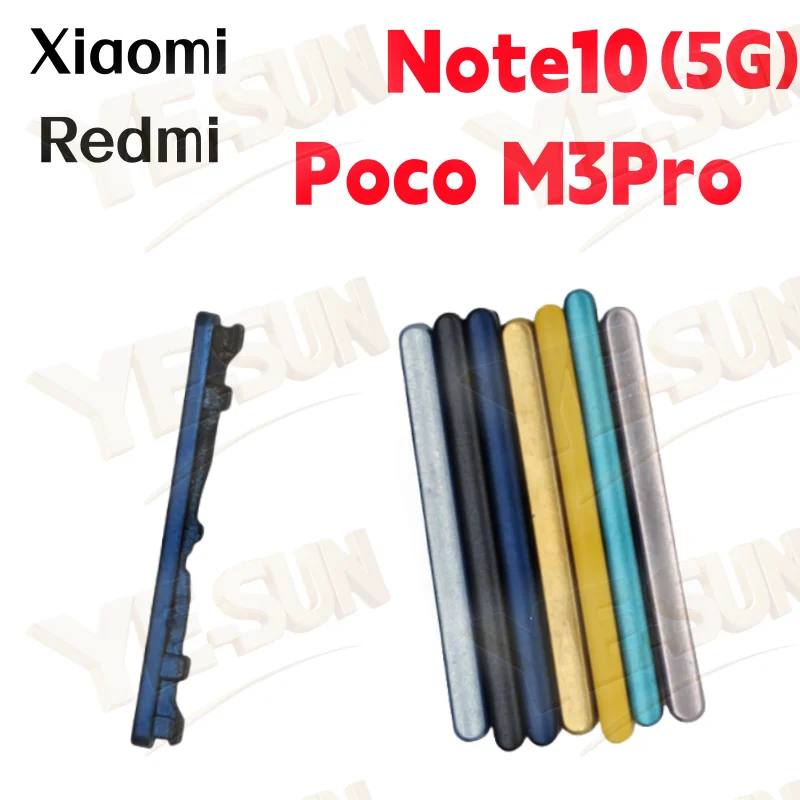 On OFF Power Volume Side Button For Redmi Note10(5G) PocoM3Pro Power Volume Up Down Side Key Switch Replacement Repair Parts
