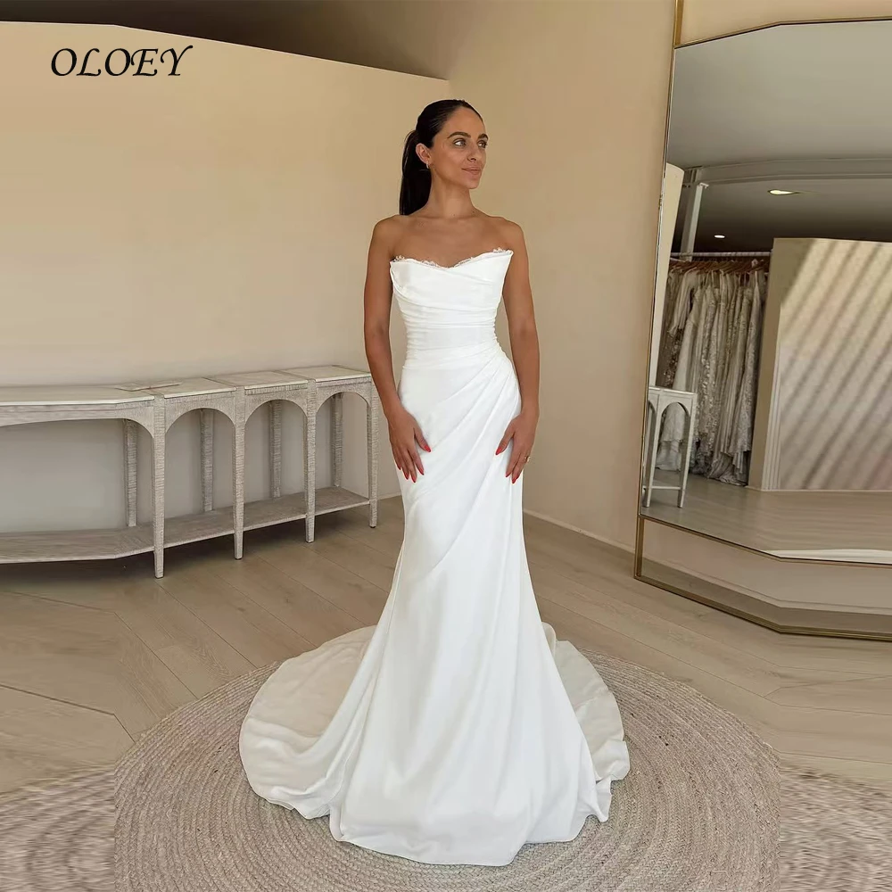 

OLOEY Sexy Sweetheart Mermaid Wedding Dresses Sleeveless Wedding Dresses For Woman Floor-Length Customized