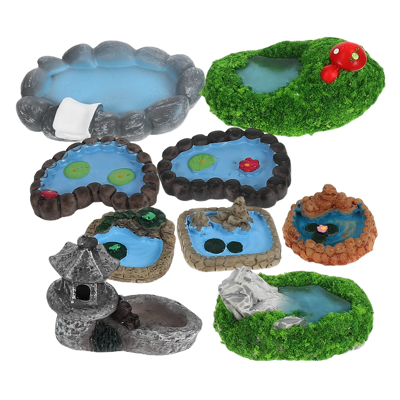 

9 Mini Resin Landscape Decorations Figurines Garden Fairy Accessories Realistic Craftsmanship Sculptures