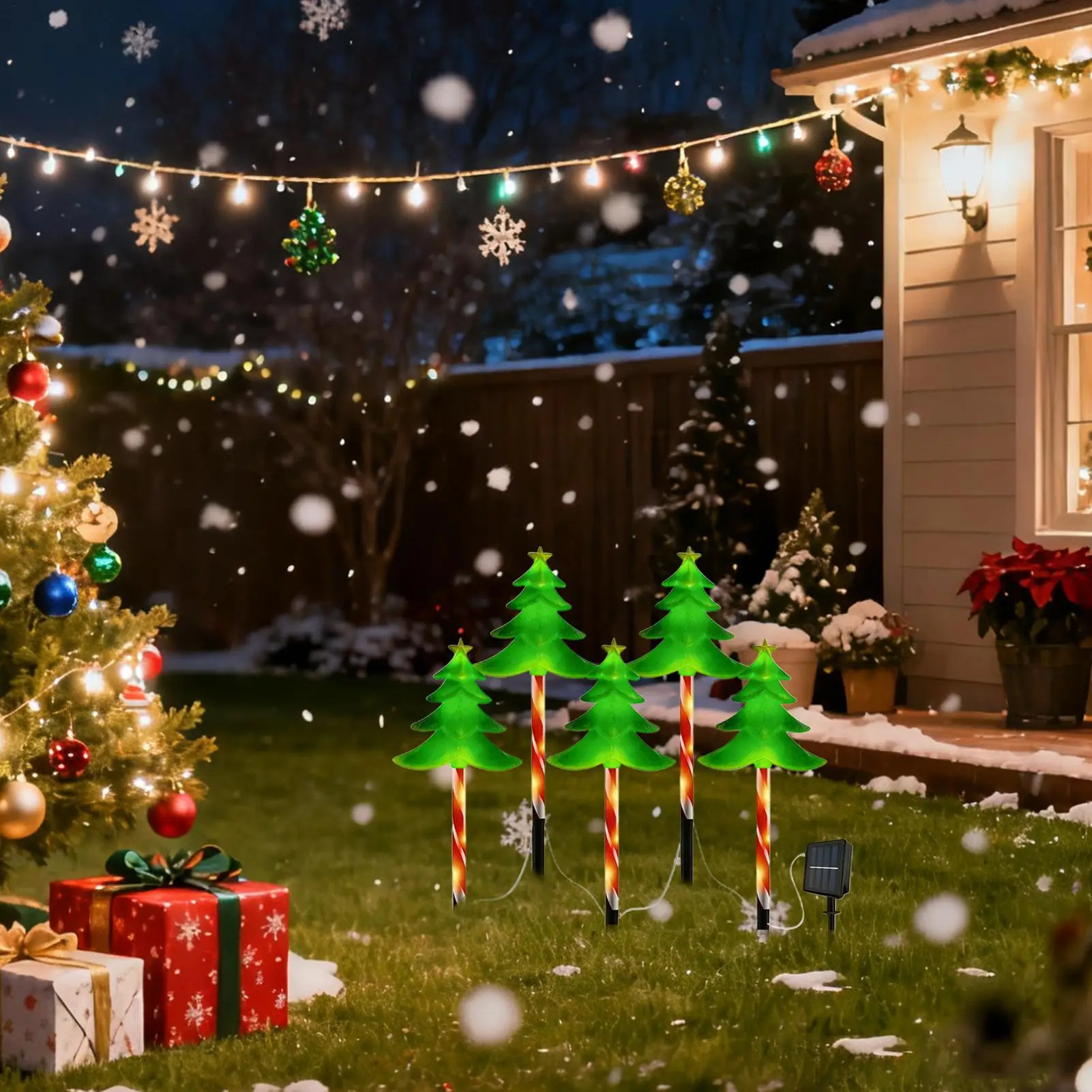 

Солнечные рождественские украшения, наружное наружное освещение, садовые колья, светодиодные рождественские украшения на солнечной энергии для вечеринки в саду