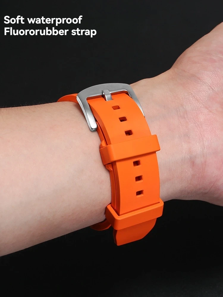 Cinturino in caucciù FKM con estremità concava in metallo modificato per Casio GSHOCK GST-B100 GST-S130/W300/400G/W110/cinturino in gomma fluorurata da uomo