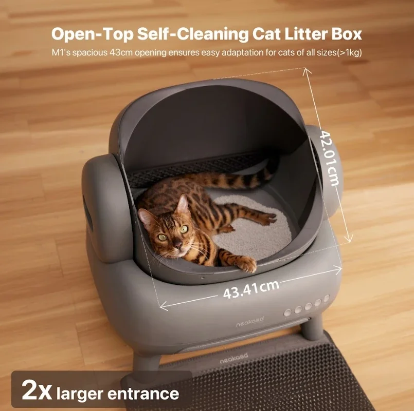 Neakasa M1 Open-Top Self Cleaning Cat Litter Box, Automatic Cat Litter Box with APP Control Odor-Free Waste Disposal