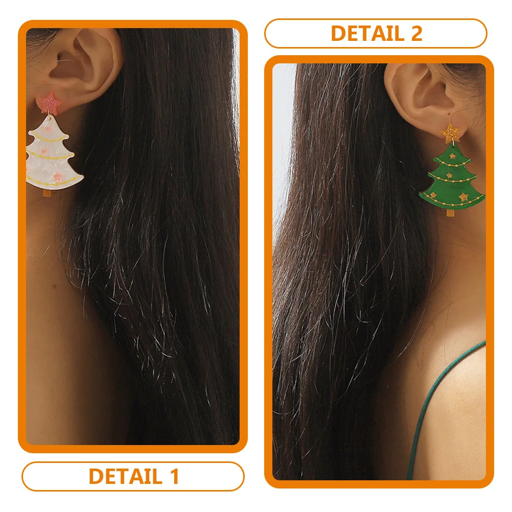 

2Pairs Christmas Earrings Lightweight Small Ear Jewelry for Women Holiday Gift Teen Fashion Earrings