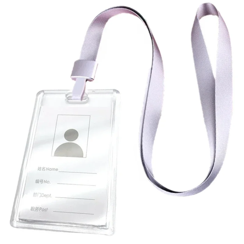Transparent Working Permit Case Lanyard Set for Staff Workers Badge Holder Exhibition ID Name Tag Card Holder Pass Card Covers