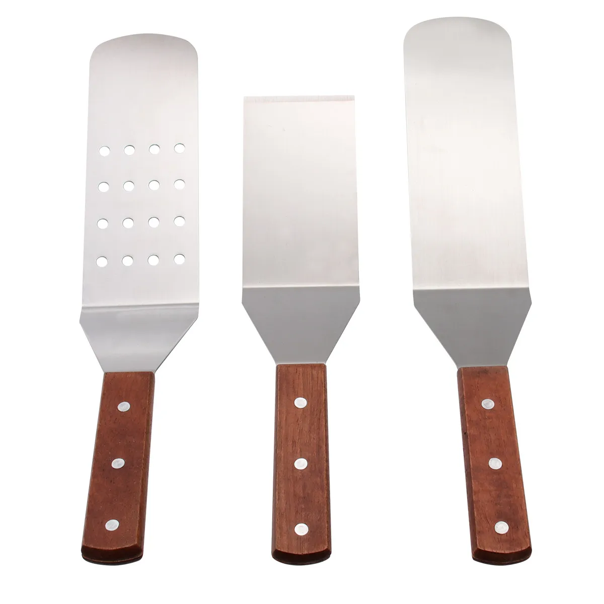 1Set Stainless Steel Pizza Shovel Wood Handle Non-Slip Heat Resistant Baking Tool for Home Restaurant Barbecue Kitchen Gadget