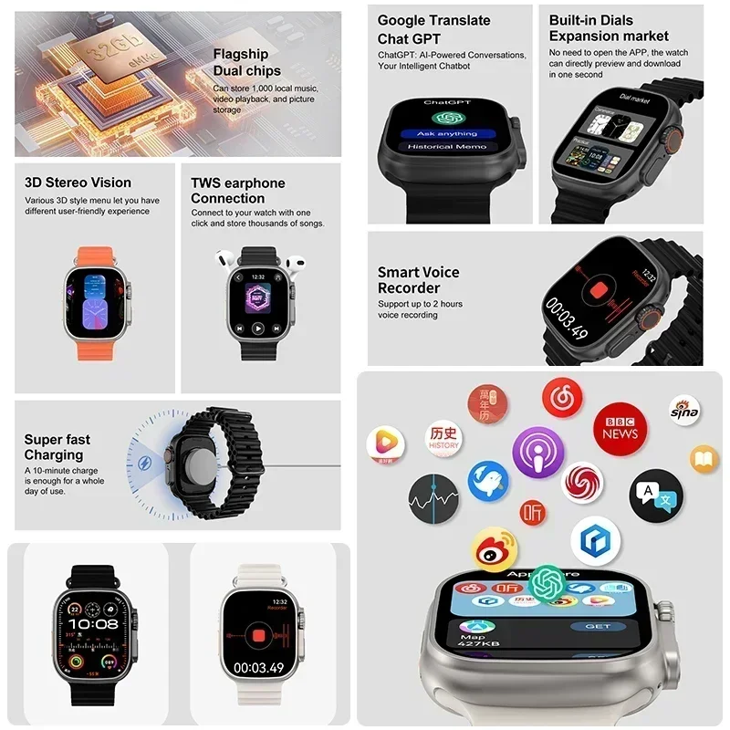 2025 جديد DT Ultra 3 Pro Google GPS 32G ذاكرة ساعة ذكية موسيقى فيديو NFC بلوتوث دعوة مقاوم للماء ساعة ذكية لنظام أندرويد iOS