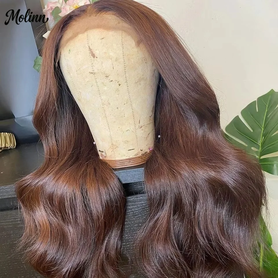 Chocolate Brown Wig 26 32 Inch Body Wave Lace Front Wig 13x4 HD SyntheticPre Plucked Hairline Heat Resistant Glueless Cosplay