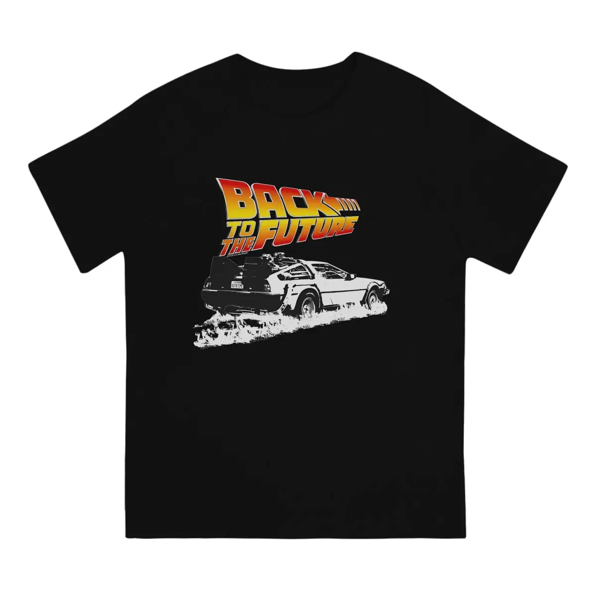 Back To The Future Creative TShirt For Men Delorean Fire Tracks Round Collar Basic T Shirt Hip Hop Gift Clothes Tops