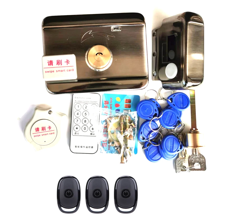 12VDC Rim Electronic Lock Electric Gate Lock Mute RFID Door Lock Home Door Gate Security Lock