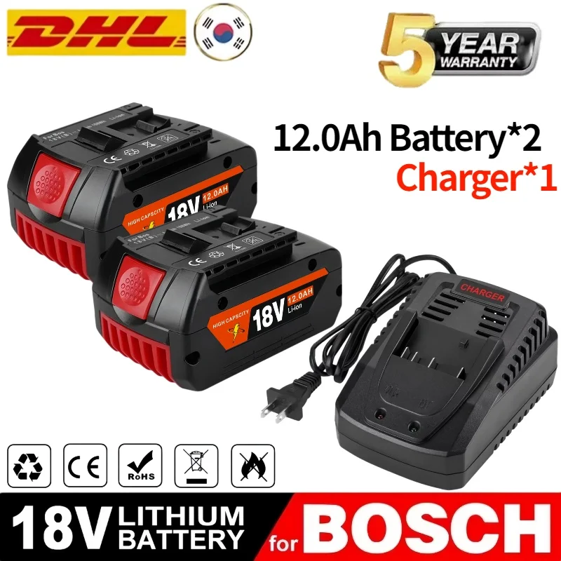

18V 12.0Ah for Bosch 18V batterysuitable for Bosch 18V power toolsrechargeable lithium-ion battery pack+charger