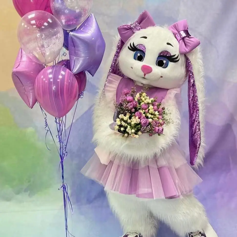 Disfraz de mascota de dibujos animados de celebridades de Internet, vestido rosa, conejo, pareja, animador, actuación de Cosplay, mascota, desfile de moda