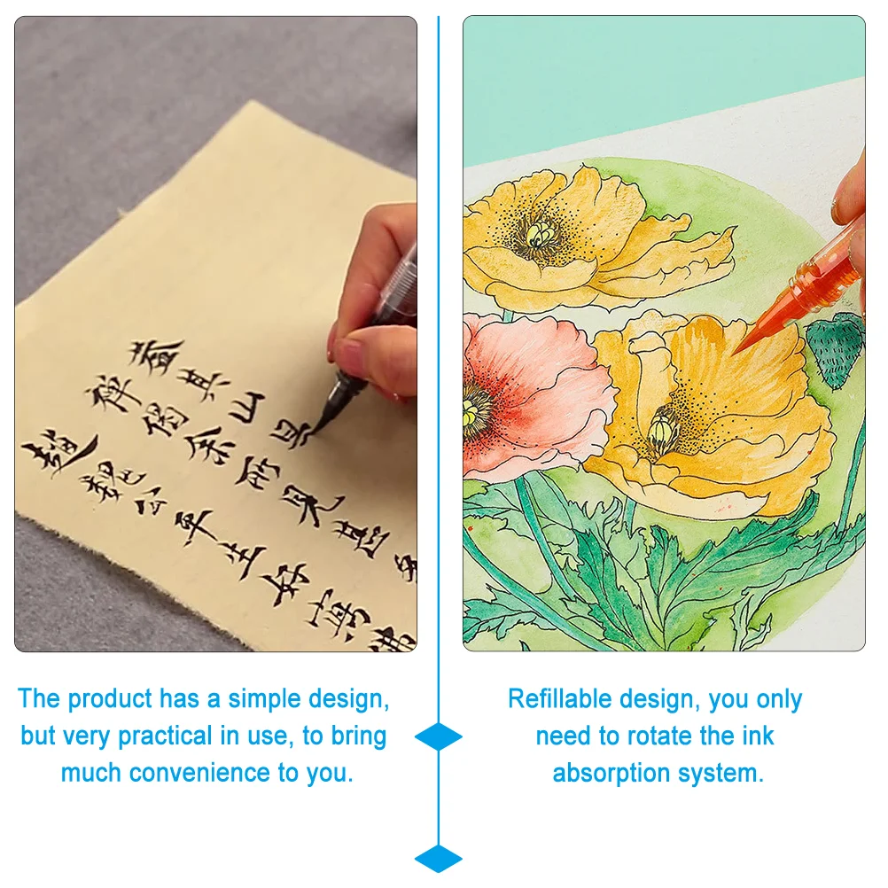 5 個の書道ブラシペン黒インクスクリプト書き込み学校の噴水中国詰め替え充填