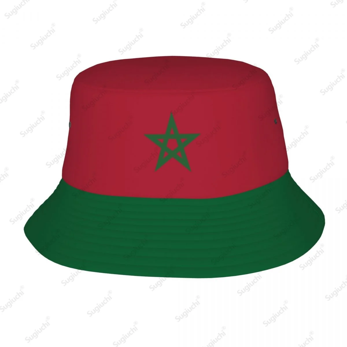 

2025 Morocco 3D Flag Men Women Bucket Hat Outdoor Sun Protection Cap Breathable Mesh For Fisherman Camping Hiking
