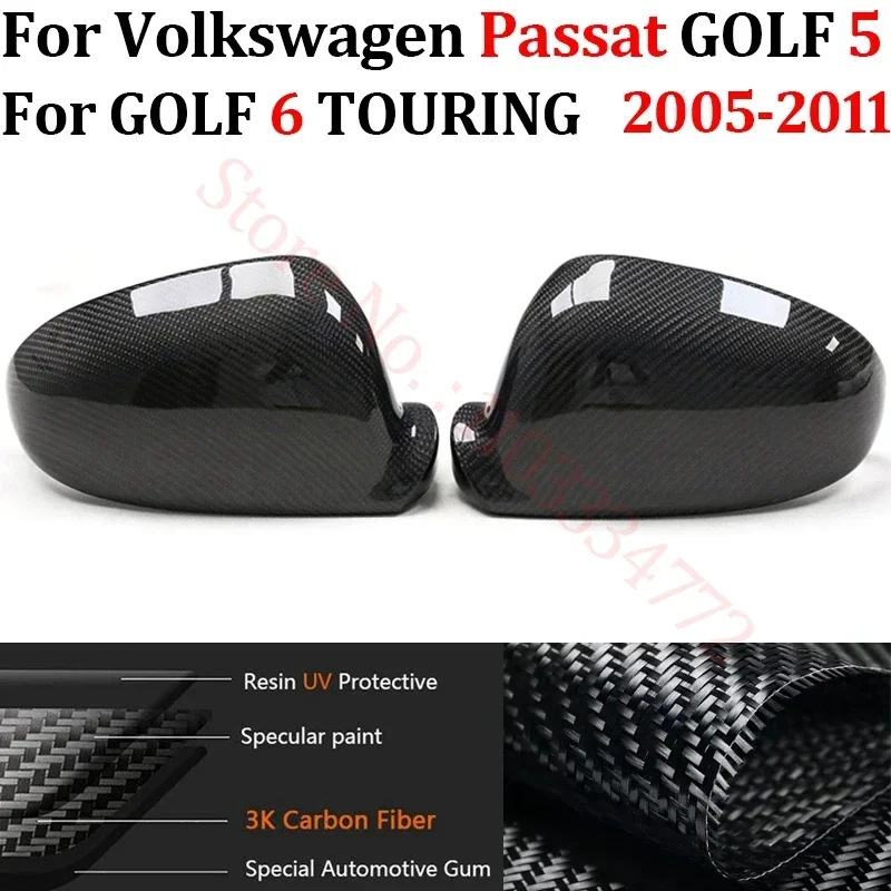 Real Carbon Fiber Car Rearview Side Mirror Cover Trim Cap Shell Case For Volkswagen Passat GOLF 5 GOLF 6 TOURING 2005-2011