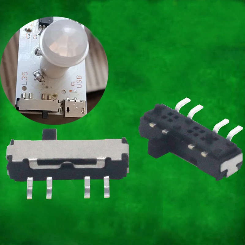10Pcs 4 Pin Mini Slide Switch On-OFF 3Position Micro Slide Toggle Switch Miniature Horizontal Slide Switch