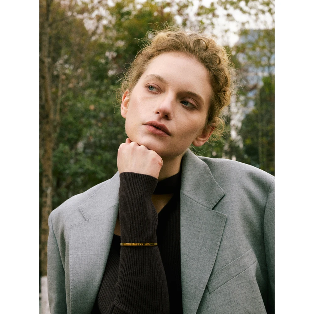 Yhpup 58mm Waterproof Stainless Steel Metal Round Shape Bangle With Gold Color Powder on the Bracelet Side Edge Jewelry Women