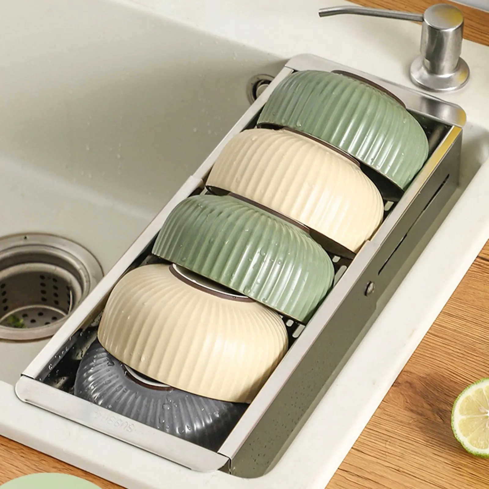 

Stainless Steel Dish Rack Expandable Dish Rack for Household Draining Food
